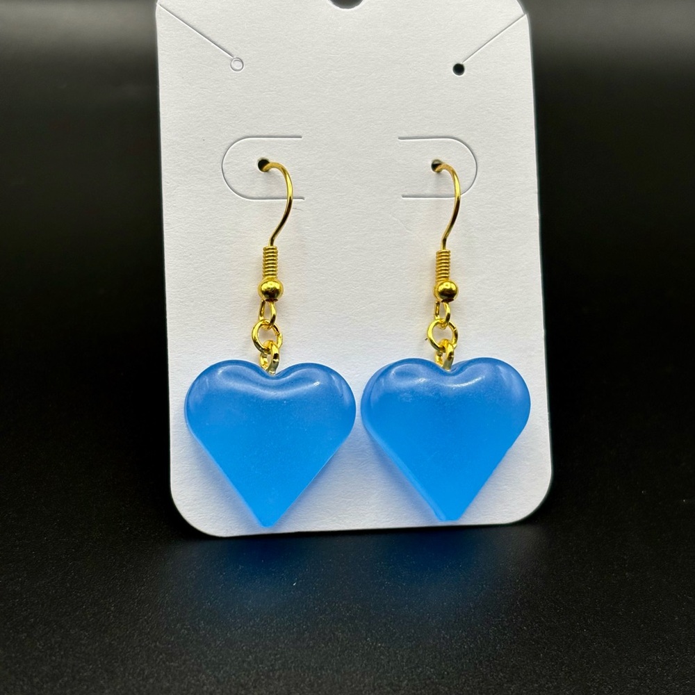 Glow in the Dark Heart Earrings- HANDMADE